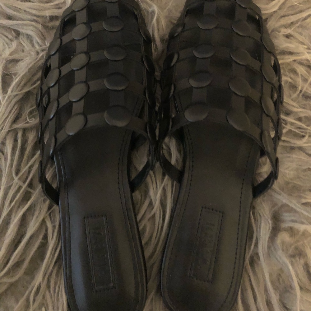 Black Leather Studded Mules!!